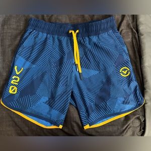 Evo II Performance Shorts - S / Geo Blue/Yellow / 90% Polyester 10% Spandex × 1